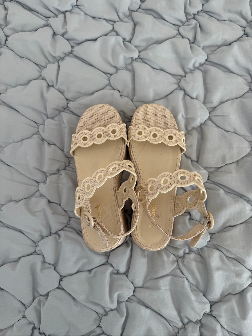 Larroude Florence Broderie Platform Sandal. Size 7. Worn once inside